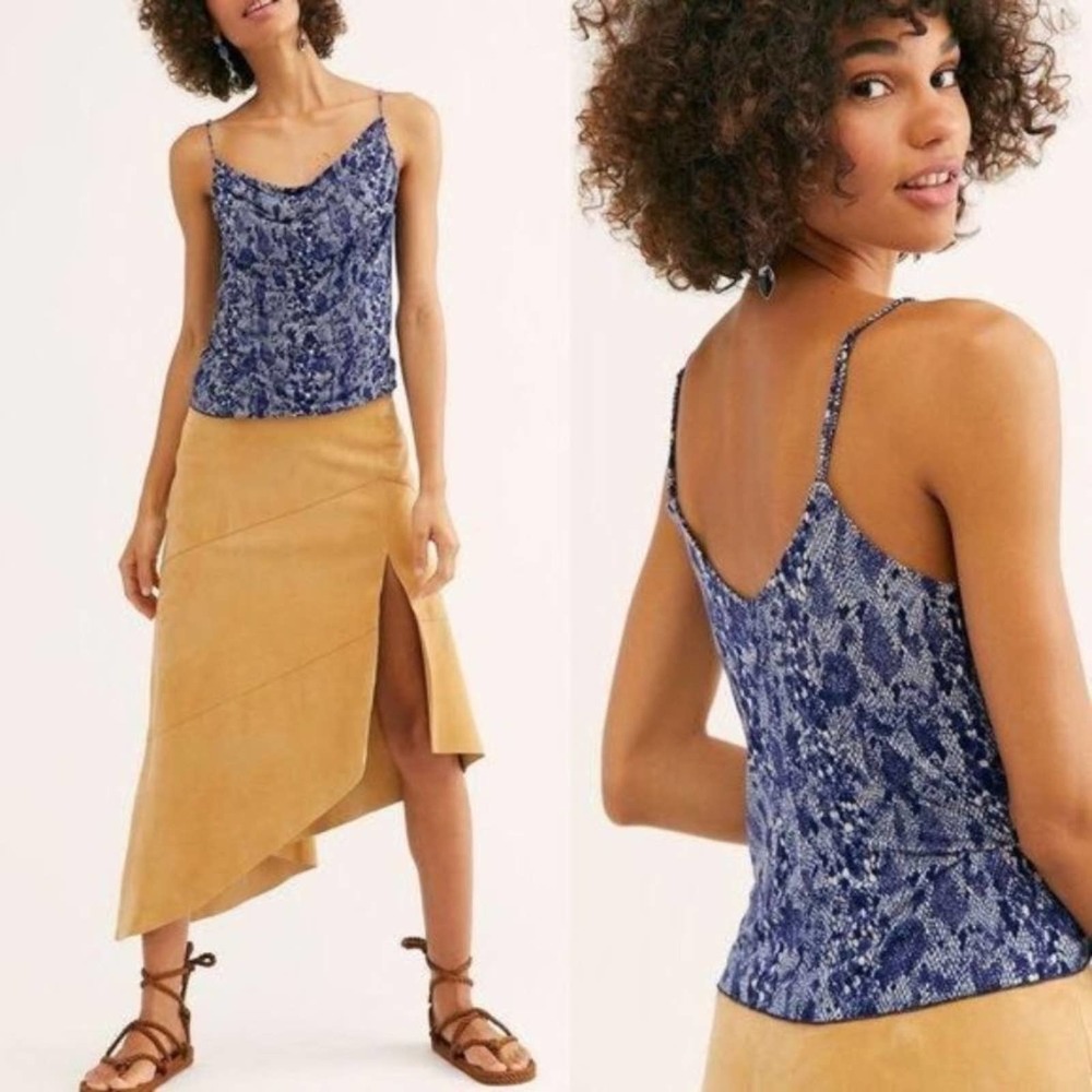 NEW Free People Disco Days Printed Cami XS Blue